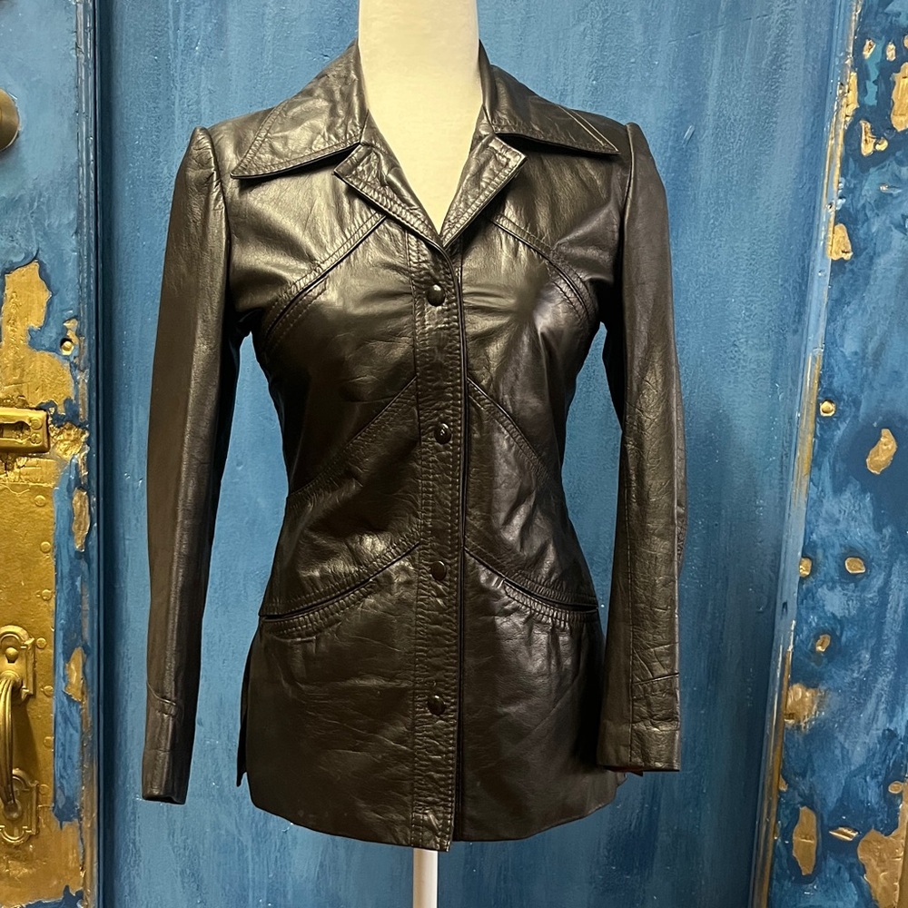 Genuine Leather Elegant Dark Brown Leather Jacket for Women